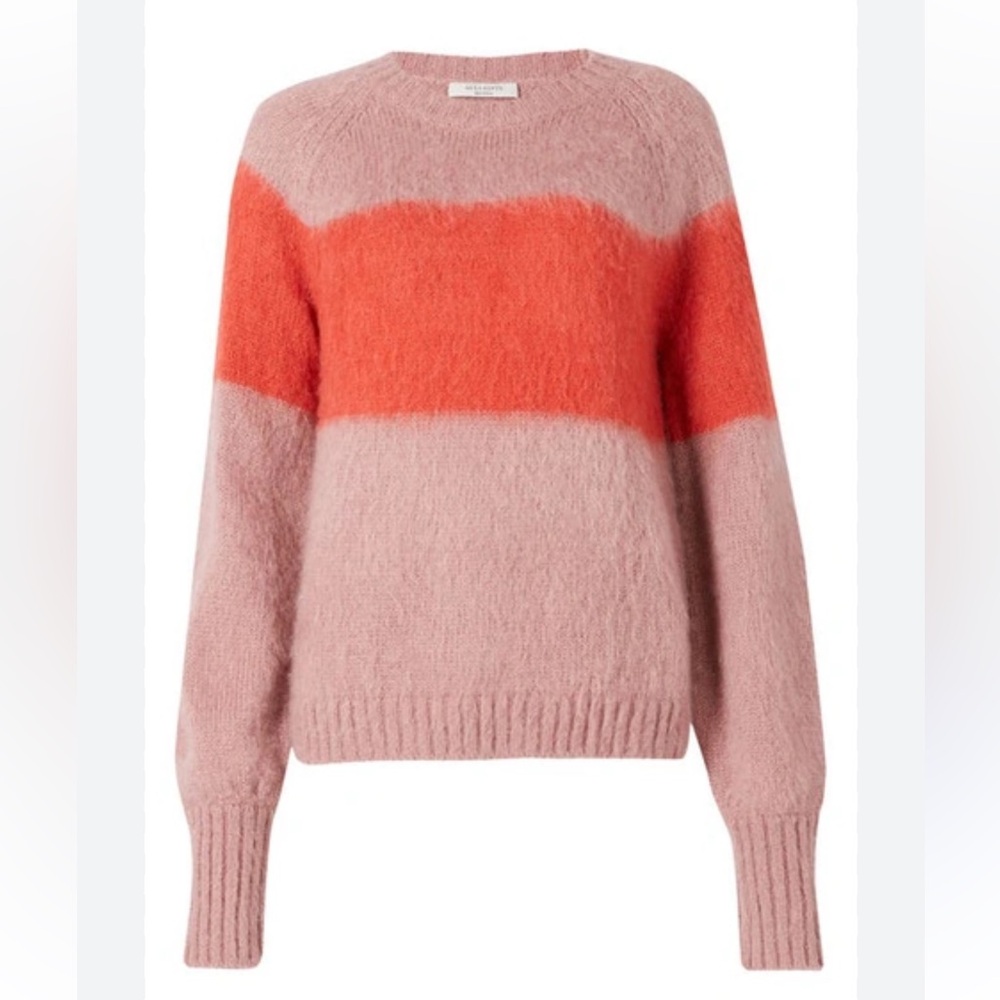 All Saints Lou Uno color block stripe crewneck pull over sweater in Size S